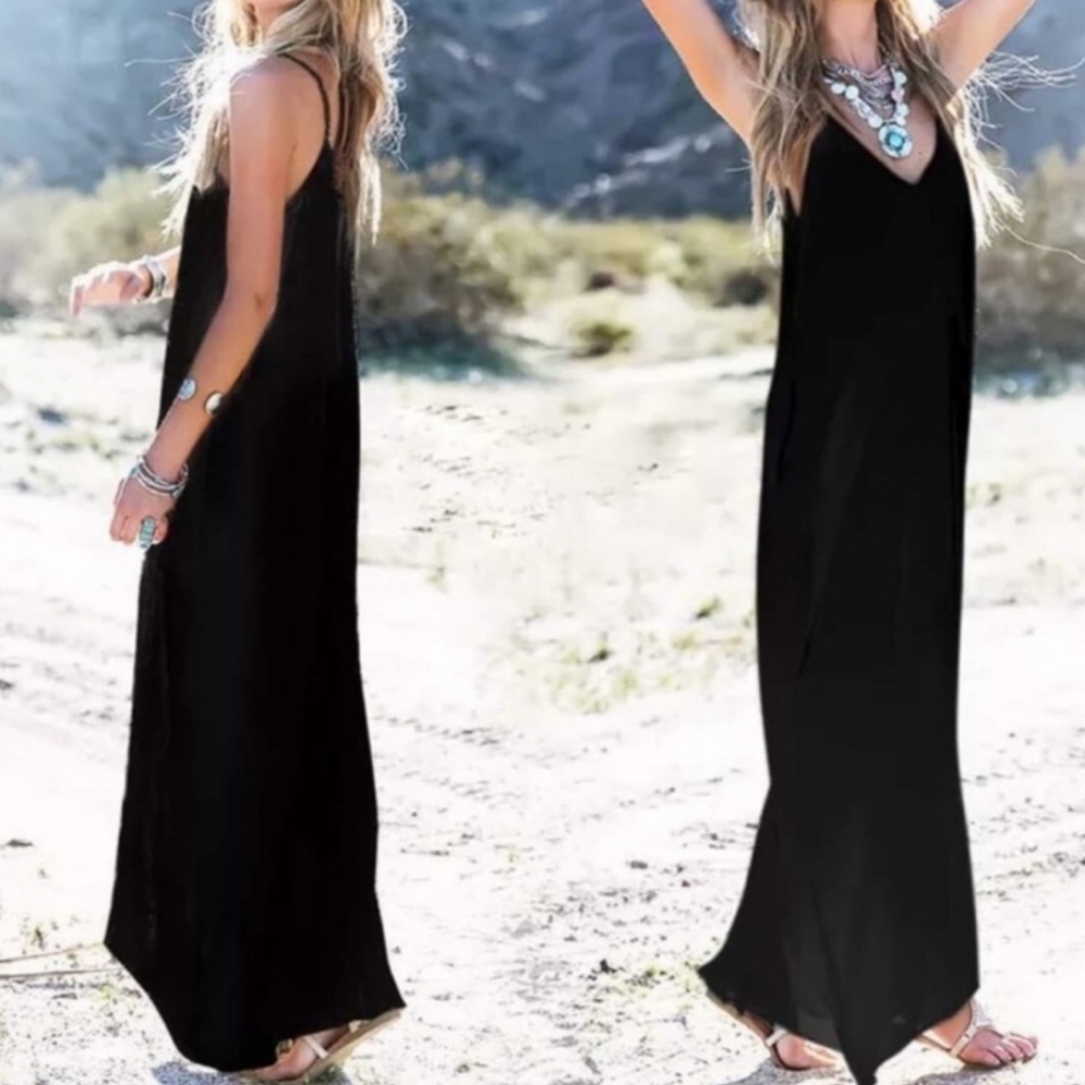 #446 🛑L,XL Boho V-Neck Maxi Dress w/adjustable Straps